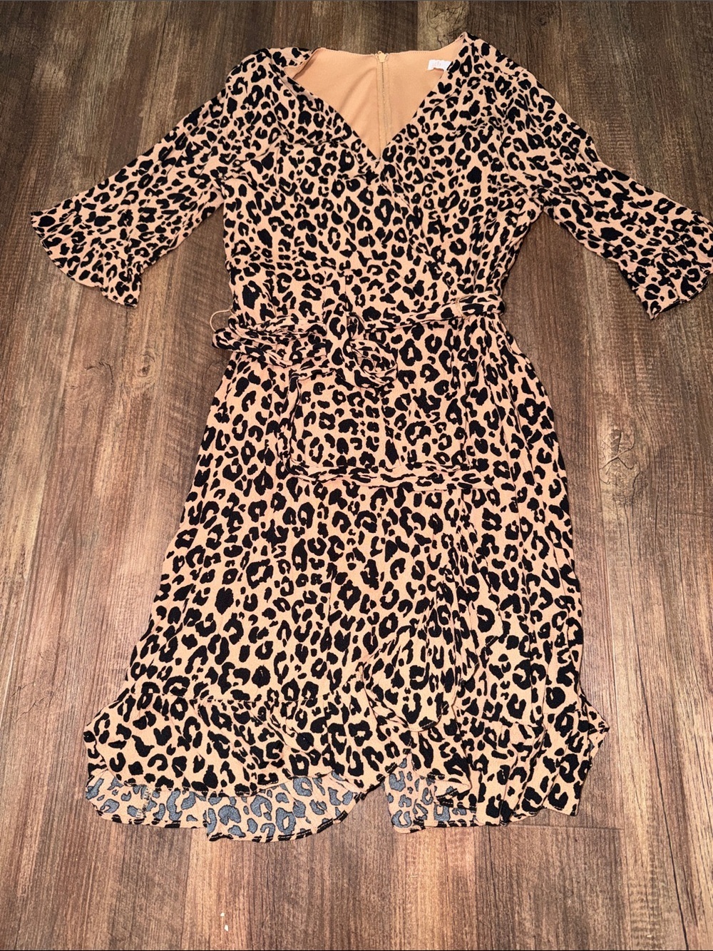 Girls Big Girls 7-16 Cheetah Leopard Ruffle Tie Waist Dress size 12